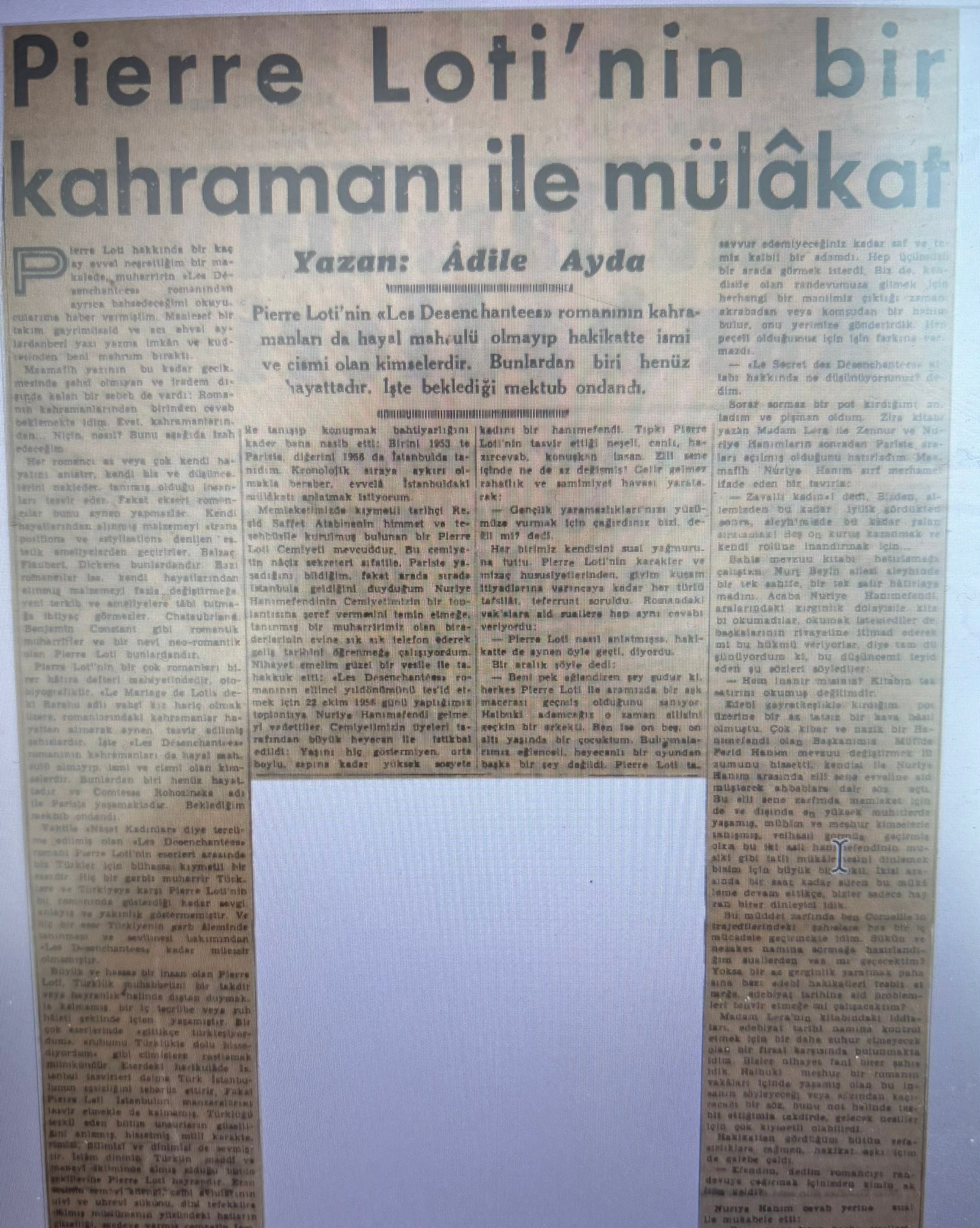 Pierre Loti'nin bir kahramanı ile mülakat